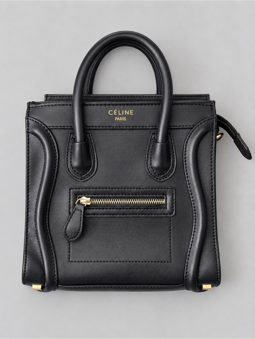 Black Leather Top-Handle Women’s Bag